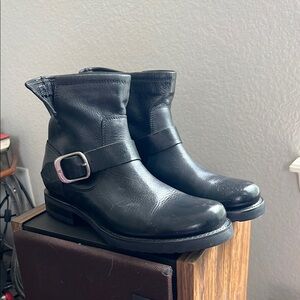 Frye Black Leather Ankle Boots